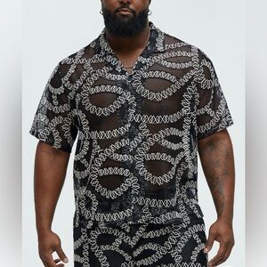 Fashion Nova Black Patterned Men's Shirt
